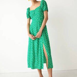 Flowy Puff Sleeve Midi Dress